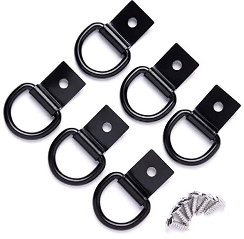 SBYLTEK Lot de 6 Crochets d'arrimage à Anneaux en D de 6,35 mm en Acier Inoxydable très résistants pour Camion, remorque, Camping-Car, entrepôt, Garage, Bateau, Support de Surface de contrôle de