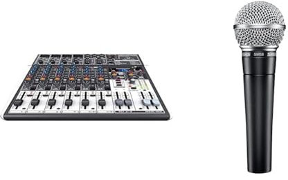 Behringer X1204USB Mixer 12 ingressi 2/2 bus, preamplificatori microfonici e compressori XENYX, equalizzatori britannici, Mac & Shure Sm58-Lce Microfono Professionale Dinamico E Cardioide, Senza Cavo