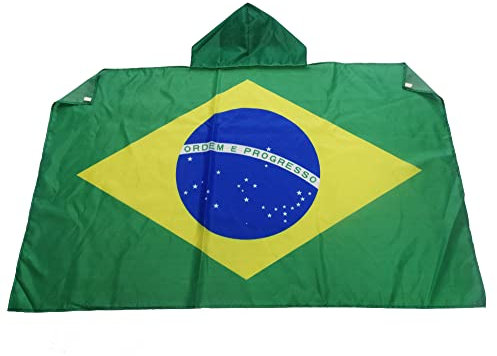 AZ FLAG Bandera de Brasil 150 x 90 cm, Capa Bandera Brasileña 100% poliéster con mangas integradas, Body Flag brasileño