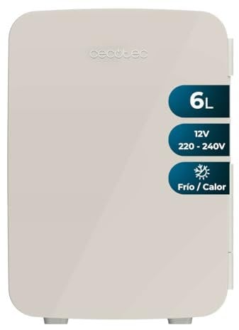 Cecotec Nevera Pequeña Bolero MiniCooling 6L Bahamas Beige. Capacidad 6 L, Funcionamiento 12-220 V, Compatible con Coches y Caravanas, Función Frío y Calor, Temperatura Regulable de 5 ºC a 65 ºC