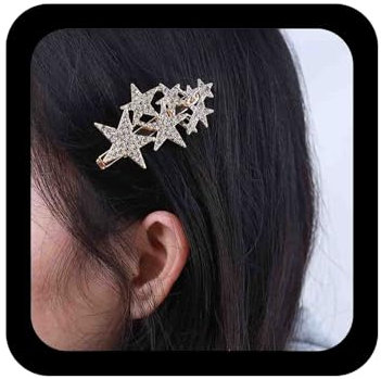 Allereya Strass Stern Haarspange Kristall Hochzeit Haarspange Barrette Gold Cz Cluster Star Head Clip Kopfbedeckungen Kristall Stern Haarspange Braut Haar Accessoires Für Frauen Und Mädchen (gold)