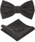 HOULIFE Fliege Herren Set - Verstellbare Fliege aus Samt Vorgebunden Fliege, einfarbige Einstecktuch, Manschettenknöpfe Set für Bräutigam Hochzeit formal mit Geschenkbox - Dunkelgrau