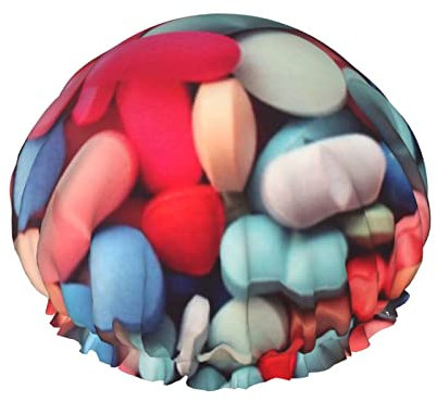 Pills Shower Caps Multi-Purpose Elastic Bath Cap Waterproof Hair Bonnet Caps for Spa/Salon/Home Use/Hotel/Voyage