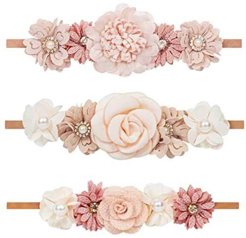 Baby Girl Floral Headband Flower Crown Elastic Hairband for Newborn Toddler