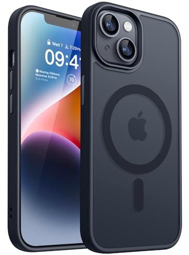 CANSHN Cover Magnetica Opaca per iPhone 13/14, [Compatibile con MagSafe] Custodia Traslucida Opaca Protettiva Sottile Antiurto 6,1 Pollici - Nero