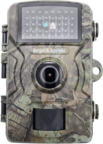 Berger & Schröter DH1 Wildkamera 16MP Full HD mit Bewegungsmelder No Glow 940nm Black-LED Nachtsicht 0,7s Schnelle Trigger IP66 Wasserdicht 32GB SD-Support 90° Weitwinkel Nachtsichtkamera Outdoor