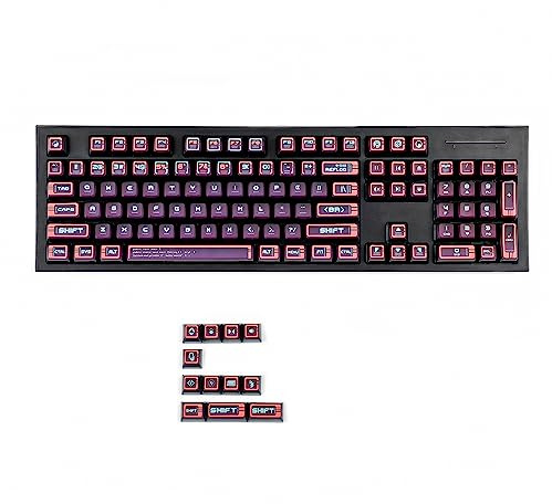 YMDK 116 Tasten Rot Cyber Stil Fünf Seiten Farbstoff Sub-PBT Pudding Hintergrundbeleuchtung Smoky Tastenkappen ASA Profil für MX Mechanische Tastatur 104 96 87 84 68
