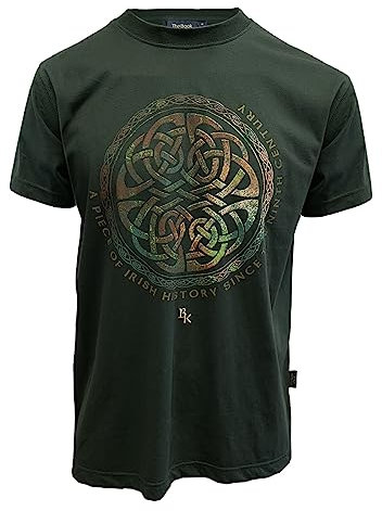 Patrick Francis T-Shirt Herren Irland Keltisches Design 100% Baumwolle Kurzarm Flasche Farbe, Flasche Farbe, L