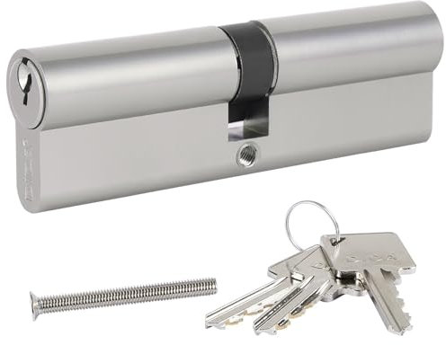 DIDA® Euro Barrel Lock - 50/50 Door Lock with 3 Keys High Security BS EN 1303:2005 Nickel