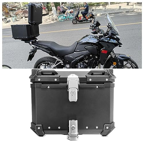 Topcase Motorrad Aluminium 28L 36L 45L 55L 65L 80L 100L Top Case Roller Koffer Mit Rückenlehne Motorradkoffer Helmkoffer Für Lagerung Motorradhelm, Motorrad Heckbox Mit Sicherheitsschloss (Color : Sc