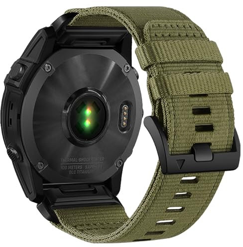 YOOSIDE Verbessert QuickFit 26mm Nylon Armband für Garmin Fenix 7X / Fenix 6X / Fenix 5X / Enduro, Schleife Weave Nylon Gurtband Sport Handgelenkbänder für Tactix 7 Pro,epix Pro 51mm (Grün)