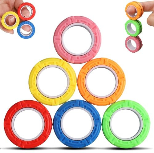 Magnetische Ringe Fidget Spinner Toys, Anti-Stress Fidget Toys, Magische Fingerring Spielzeug Sets 6 Pack, Fidget Magnet Ringe Pack Tolles Geschenk für Erwachsene Teenager Kinder