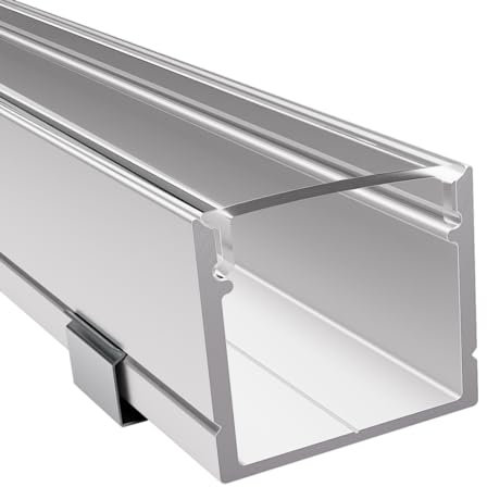 Alumino - Weißes LED Aufbau-Profil - 2000 x 21 x 18,5 mm für breite LED Stripes bis 16 mm (z.B. für Philips Hue) + klare Abdeckung + Zubehör