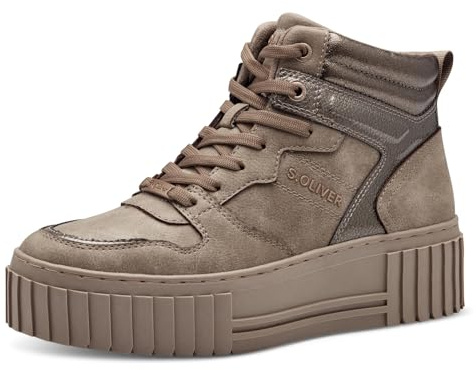 s.Oliver Damen Sneaker hoch High Top Rund, Braun (Taupe Comb.), 36 EU