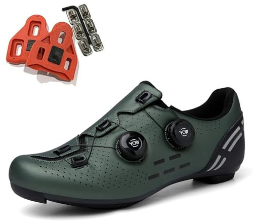SDEQA Fahrradschuhe Herren Radschuhe Rennrad Schuhe Kompatibel mit Peloton Look SPD SPD-SL Delta Lock Pedal Atmungsaktive Radsportschuhe Reitschuhe,Grün,48 EU