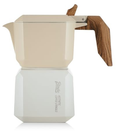 Bincoo Stovetop Espresso Maker 2 Cups-Creative Moka Coffee Pot Double Valve,Italian Coffee Maker Aluminium Stovetop Camping Espresso Maker with Gift Box (yellow)
