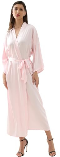 OWITER Robe longue en satin pour femme pour fête de mariage ou enterrement de vie de jeune fille 6040, rose, taille unique