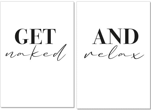 artpin® Badezimmer Deko Bilder - A4 Kunstdruck schwarz weiß Wanddeko WC Poster Lustiges Geschenk Get Naked B18