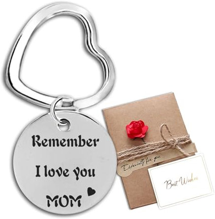 Aotoyou Schlüsselanhänger mit Gravur Anhänger Geschenk mit Grußkarte & Kraftpapier Umschlag für Mama zum Geburtstag Weihnachten