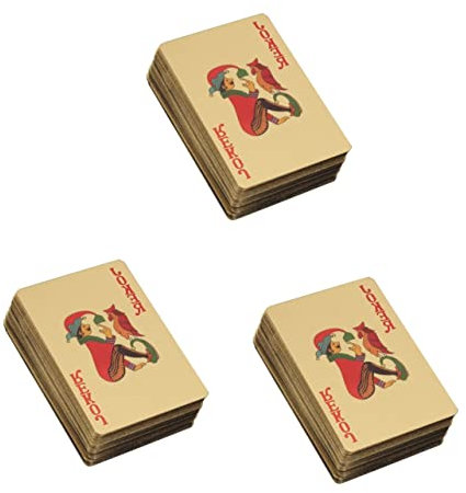 Toyvian 3 Stück Goldene Pokerkarten Mit Weihnachtsmotiv Robustes Kunststoffdeck Waschbar Lichtdicht Für Spielesammlungen