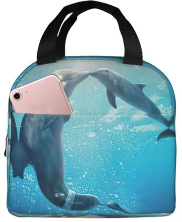 EdWal Brotdose mit Delfin-Aufdruck, für Damen, Herren, Erwachsene, wiederverwendbar, isoliert, für Arbeit, Reisen, Picknick