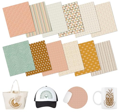 HTVSTD Fogli di inchiostro per sublimazione geometrica, 12 fogli da 30,5 x 25,4 cm, stile boho, per sublimazione, bicchieri, tazze, carta per sublimazione fai da te, compatibile con Cricut e