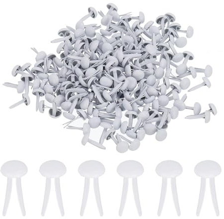 PATIKIL 200 Stück Musterbeutelklammern 5 x 9 mm Mini Brads Metall Rundkopfklammern Briefklammern Musterklammern Scrapbooking für Kunst Basteln Handwerk DIY-Projekte PapierWeiß