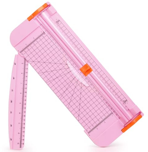 PRIDEEP A4-Papierschneider, 30,5 cm, Titan, tragbarer Papierschneider mit automatischem Sicherheitsschutz und Seitenlineal für Bastelpapier, Etikett, Gutschein und Karton