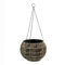 DARO DEKO Polyrattan Blumenampel rund grau Ø 32cm Korb Blumentopf hängend Pflanzkorb Hängeampel
