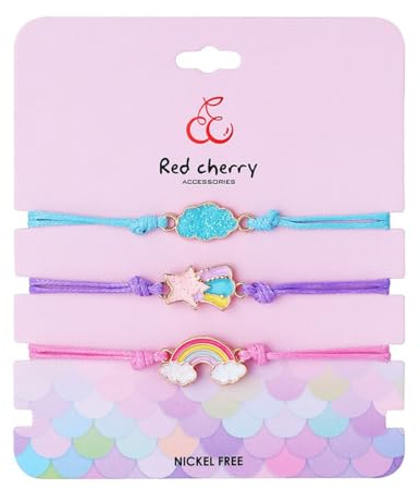 3 braccialetti dell'amicizia, braccialetto intrecciato regolabile arcobaleno per regali per ragazze e sacchetti regalo per bambini