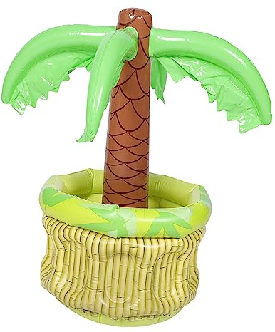 WHAMVOX Aufblasbarer Palmen Eiskübel Getränkekühler Poolparty Dekoration PVC Eisbehälter für Sommer Outdoor Terrasse