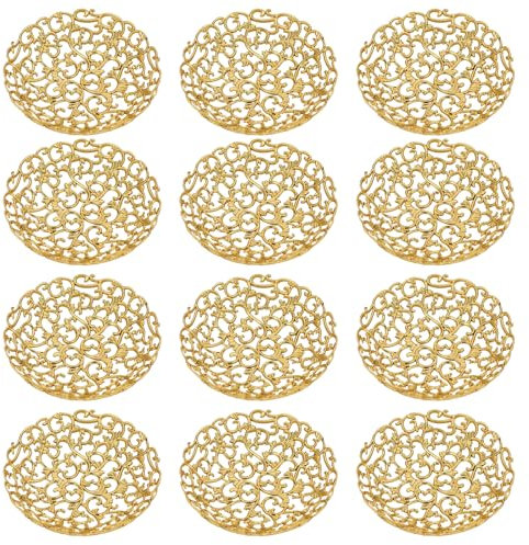 Marooma Paquete de 12 Bandejas Doradas para Servir Fiestas, Bandeja Decorativa de Plástico para Servir, Mini Bandeja para Dulces, Juego de Platos Dorados, Decoración de Platos (F)