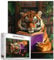 Tiger Reading Books 1000 Piece Jigsaw Puzzle for Adults Animal with Glasses Retro Library Jigsaw Puzzles Hard Difficult Challenging Family Activity Game Nights DIY Handwork Puzzles Home Decor Gifts