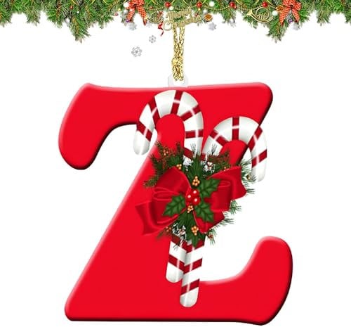 26 Letter Ornaments Christmas Tree Decoration Personalized Letter Christmas Hanging Pendant Xmas Alphabet Letters for DIY Craft Ornaments (Z)