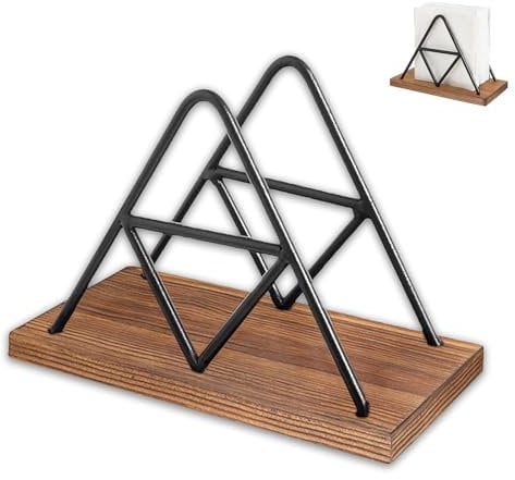 Serviettenhalter, Serviettenrahmen Holz und Metall, Aufgestellte Servietten, Moderner Papierhandtuchhalter, Dreieckiger Serviettenhalter, Serviettenständer für Tischdekoration im Restaurant, Hotel ode