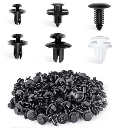 100Pcs Universal Car Clips Kit, 6 Sizes (Black/White) Nylon Bumper Expansion Rivets,Plastic Rivet Fasteners Universal Auto Bumper Clips, Utomotive Tools