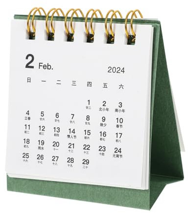 Sewroro 2023 2024 Büro Mini-Kalender 2024 Standkalender 2024 Notizblock-Kalender Desktop-Kalender Agenda office decoration Stehender Kalender deko Tischkalender Tageskalender Papier Green