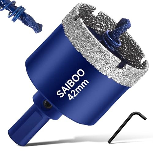 42 mm Glass Drill Hole Saw with Centre Drill Bit Tile Drill Bit for Glass, Tile, Ceramic, Marble, Limestone, Porcelain Diamond Drill