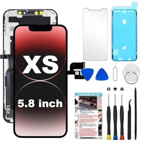 TSIOFO Display für iPhone XS LCD Bildschirm Ersatz 5,8 Zoll,3D Touch Digitizer Display für iPhone XS Touchscreen mit Reparatursatz, Kompatibel für Modell A2097, A1920, A2100, A2098
