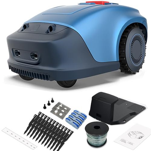 Robot Lawn Mower, Perimeter Wire Free Robotic Lawn Mower, App Control, Mowing Width and Height 18 Cm/2-5.5 Cm, Working Efficiency 150 Square Meters/hour, for Lawn