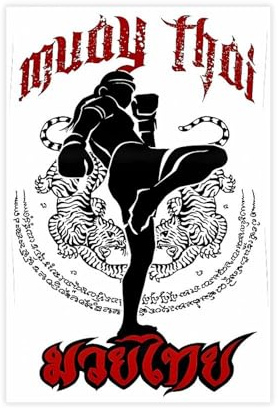 Leinwandposter Muay Thai Kampfkunst, Illustration, Actionsport, Fitness, Poster, Wandkunst, Dekordruck, Bild Gemälde für Wohnzimmer, Schlafzimmer, Dekoration, ungerahmt: 30 x 45 cm