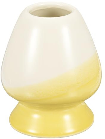 sourcing map Ceramic Chasen Stand 75mm Matcha Whisk Holder Teas Set Whisks Stand Traditional Matcha Chasen Holder Tea Set Accessories, Yellow