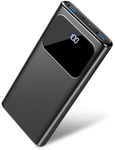 Power Bank 10000mAh, Powerbank 3A Ricarica Rapida USB C Ingressi e Uscite, Potente e Sottile Caricatore Portatile con Cavi Integrati, Caricabatterie Portatile per iPhone Samsung Cellulare Tablet ecc