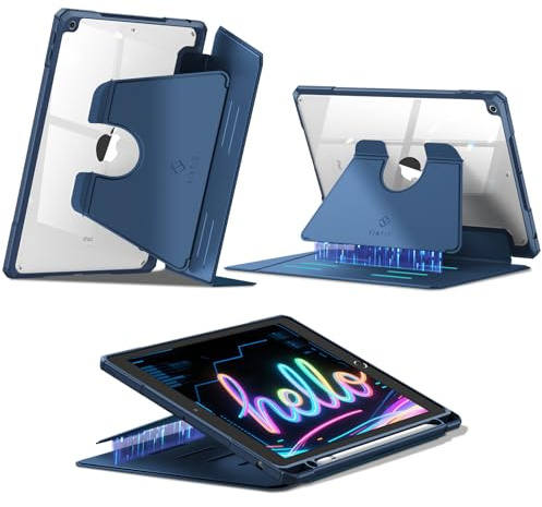 Fintie Funda Magnética para iPad de 10,2 Pulgadas de 9/8/7 Generación | (Modelo 2021/2020/2019) - Cubierta transparente de visión multiángulo con soporte para lápices, Azul