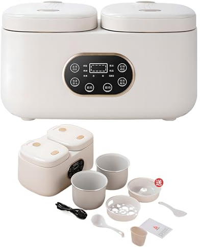 2L+2l Cooker di Riso Elettrico a Doppio Serbatoio Interno, Pentola a Doppio Slow con Controllo a Doppia Temperatura a Doppio Senso e Touchscreen Intelligente, Appuntamento 12H per Cucina Casalinga