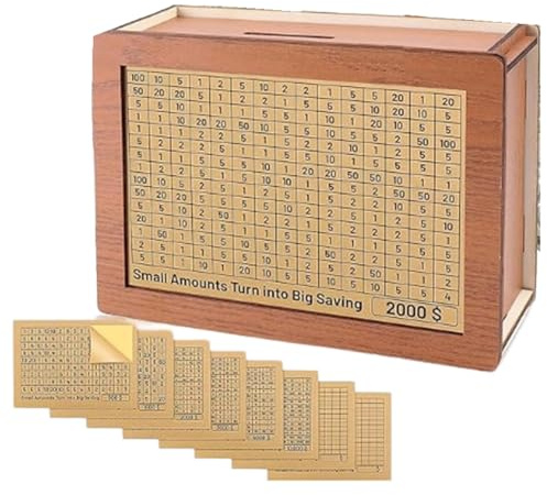 Pqahffowr Money Box with Reusable Small Financial Management Non- Wood Wooden Money Box Box with Saving Odorless Easy to Use C