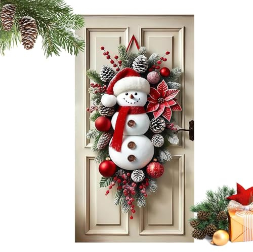 GTFYUDGH Decoraciones De Navidad Para Puerta De Entrada,Lindos de Muñeco de Nieve | Panel De Navidad Decoraciones para Puerta De Entrada,para Interior Exterior Pared Sala Patio Porche Árbol