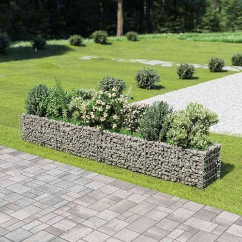SKTQYQO Hochbeet aus verzinktem Stahl 360 x 50 x 50 cm für Beeteinfassungen im Garten, robuste Struktur für Blumen und Pflanzen, stabiles geschweißtes Netz für Kies und Felsen,