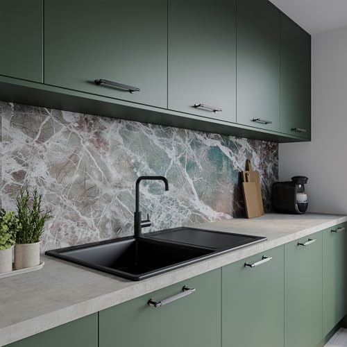 Rainforest Marble Kitchen Splashback Panel, Heat Resistant Aluminium Splashback, Modern Kitchen Wall Protector, Easy Clean,Easy Installtion, 3000x750mmx4mm