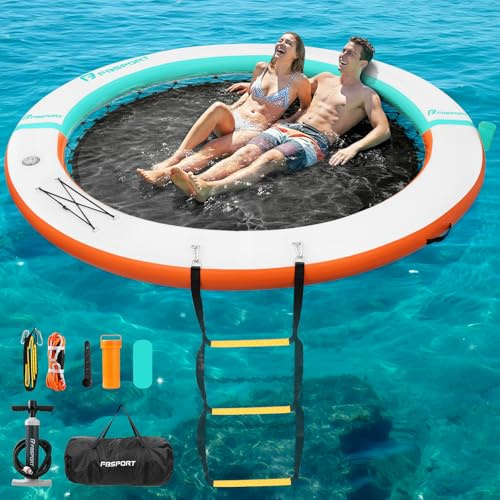 FBSPORT Schwimmende Insel für mehrere Personen, runde Schwimmplattform mit Getränkehalter, strapazierfähige Schwimminsel für See, rutschfeste Schwimmplattform für Pool & Meer, wahlweise 6/8/10 Fuß